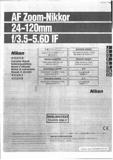 Nikon 24-120/3.5-5.6 manual. Camera Instructions.