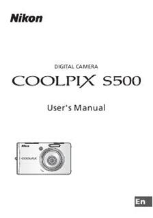 Nikon Coolpix S500 manual. Camera Instructions.