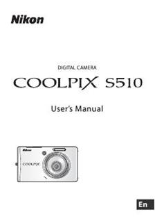 Nikon Coolpix S510 manual. Camera Instructions.