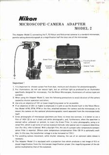 Nikon Microsope Camera manual. Camera Instructions.