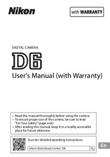 Nikon D6 manual. Camera Instructions.