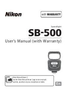 Nikon SB 500 manual. Camera Instructions.