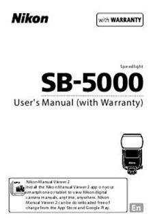 Nikon SB 5000 manual. Camera Instructions.