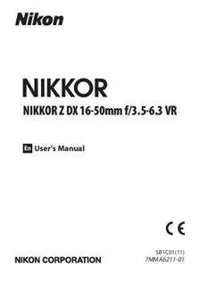 Nikon ZDX 16-50 f3.5-6.3 VR Printed Manual