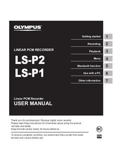 Olympus LS P2 manual. Camera Instructions.