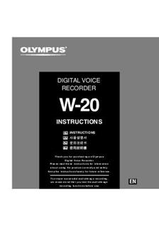 Olympus W 20 manual. Camera Instructions.