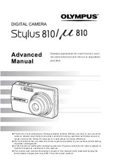 Olympus Mju Digital 810 manual. Camera Instructions.