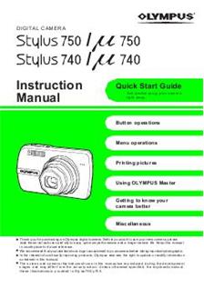 Olympus Mju Digital 750 manual. Camera Instructions.