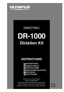 Olympus DR 1000 manual. Camera Instructions.