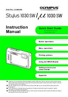 Olympus Mju Digital 1030 SW manual. Camera Instructions.