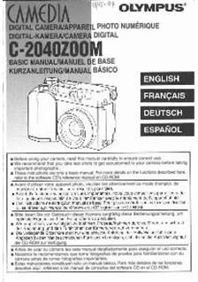 Olympus C 2040 Zoom manual. Camera Instructions.