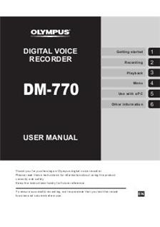 Olympus DM 770 manual. Camera Instructions.