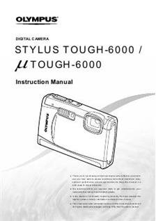 Olympus Mju Digital Tough 6000 manual. Camera Instructions.