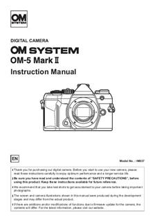 Olympus OM 5 Mark II manual. Camera Instructions.