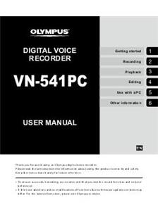 Olympus VN 540 manual. Camera Instructions.