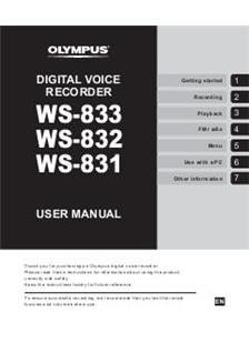 Olympus WS 833 manual. Camera Instructions.