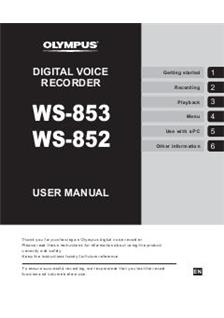 Olympus WS 852 manual. Camera Instructions.