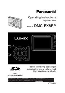 Panasonic Lumix FX8 manual. Camera Instructions.