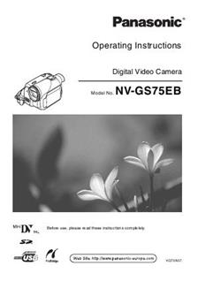 Panasonic NV GS 75 manual. Camera Instructions.