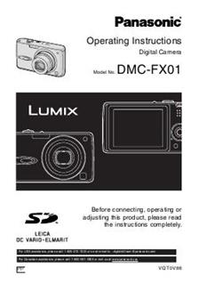 Panasonic Lumix FX01 manual. Camera Instructions.