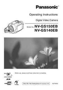 Panasonic NV GS 140 EB manual. Camera Instructions.