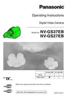 Panasonic NV GS 37 EB manual. Camera Instructions.