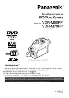 Panasonic VDR M 50 manual. Camera Instructions.