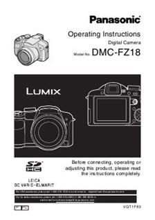 Panasonic Lumix FZ18 manual. Camera Instructions.