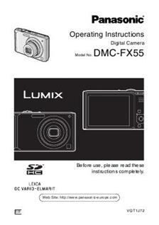 Panasonic Lumix FX55 manual. Camera Instructions.