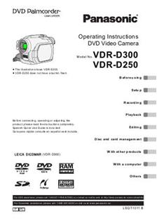 Panasonic VDR D 300 manual. Camera Instructions.