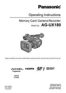 Panasonic AG UX180 manual. Camera Instructions.