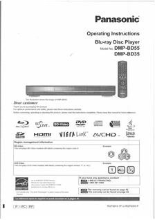 Panasonic DMP BD 35 manual. Camera Instructions.