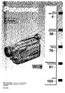 Panasonic NV RX 64 B manual. Camera Instructions.