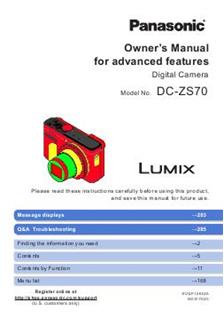 Panasonic Lumix ZS70 manual. Camera Instructions.