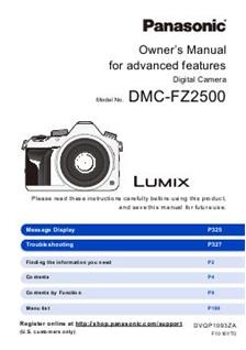 Panasonic Lumix FZ2500 manual. Camera Instructions.