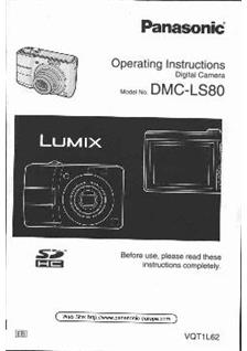 Panasonic Lumix LS80 manual. Camera Instructions.