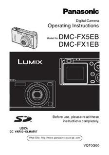 Panasonic Lumix FX1 EB manual. Camera Instructions.