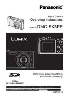 Panasonic Lumix FX5 manual. Camera Instructions.