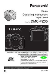 Panasonic Lumix FZ35 manual. Camera Instructions.