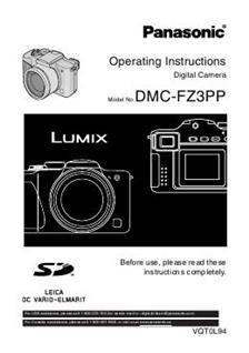 Panasonic Lumix FZ manual. Camera Instructions.