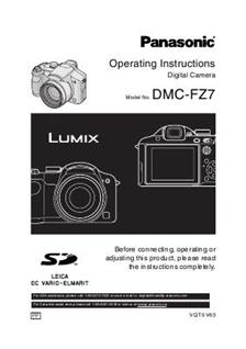 Panasonic Lumix FZ7 manual. Camera Instructions.