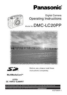 Panasonic Lumix LC20 manual. Camera Instructions.