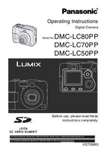 Panasonic Lumix LC50 manual. Camera Instructions.