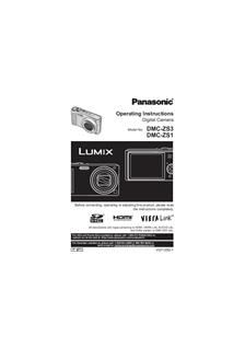 Panasonic Lumix ZS1 manual. Camera Instructions.