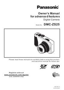 Panasonic Lumix ZS25 manual. Camera Instructions.