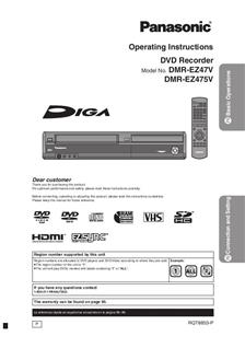 Panasonic DMR EZ47V manual. Camera Instructions.