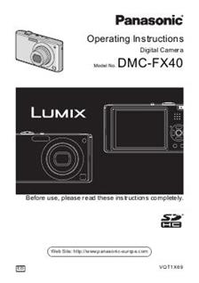 Panasonic Lumix FX40 manual. Camera Instructions.