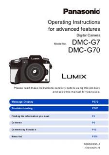 Panasonic Lumix G7 manual. Camera Instructions.