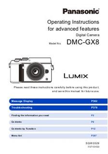 Panasonic Lumix GX8 manual. Camera Instructions.