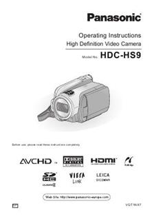 Panasonic HDC HS 9 manual. Camera Instructions.